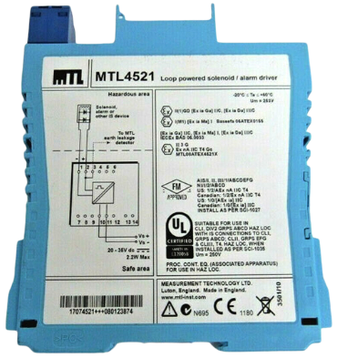 Eaton MTL4521 | MTL 1-Channel Loop Powered Solenoid/Alarm Driver