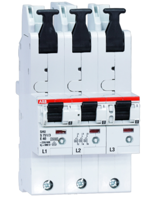 ABB S751-E16 2CDS781001R3162 S 751 single-pole, three-phase set, busbar connection at L1, L2, L3